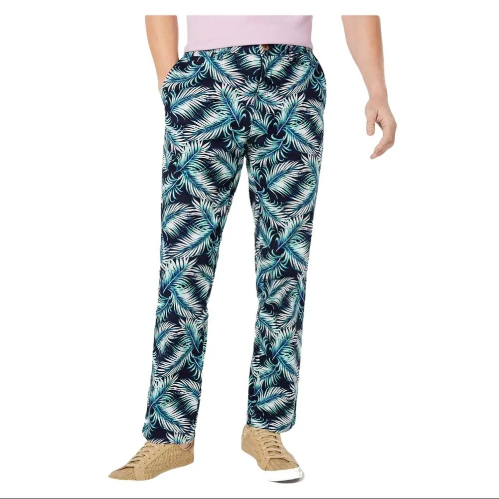 NWT Mens Club Room Classic Straight Leg Palm Leaf Chino Pants 33x30